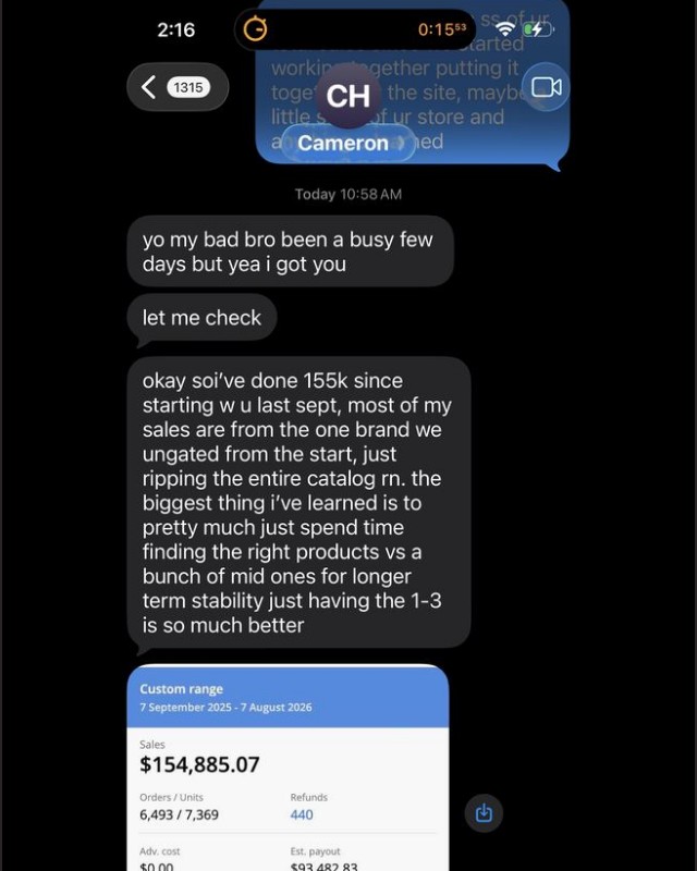 Cameron's message and dashboard